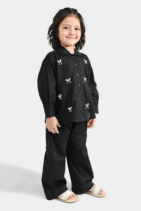 Girls Cotton Co-ord Set Black Beauty-BLACK
