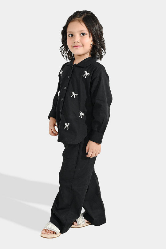 Girls Cotton Co-ord Set Black Beauty-BLACK