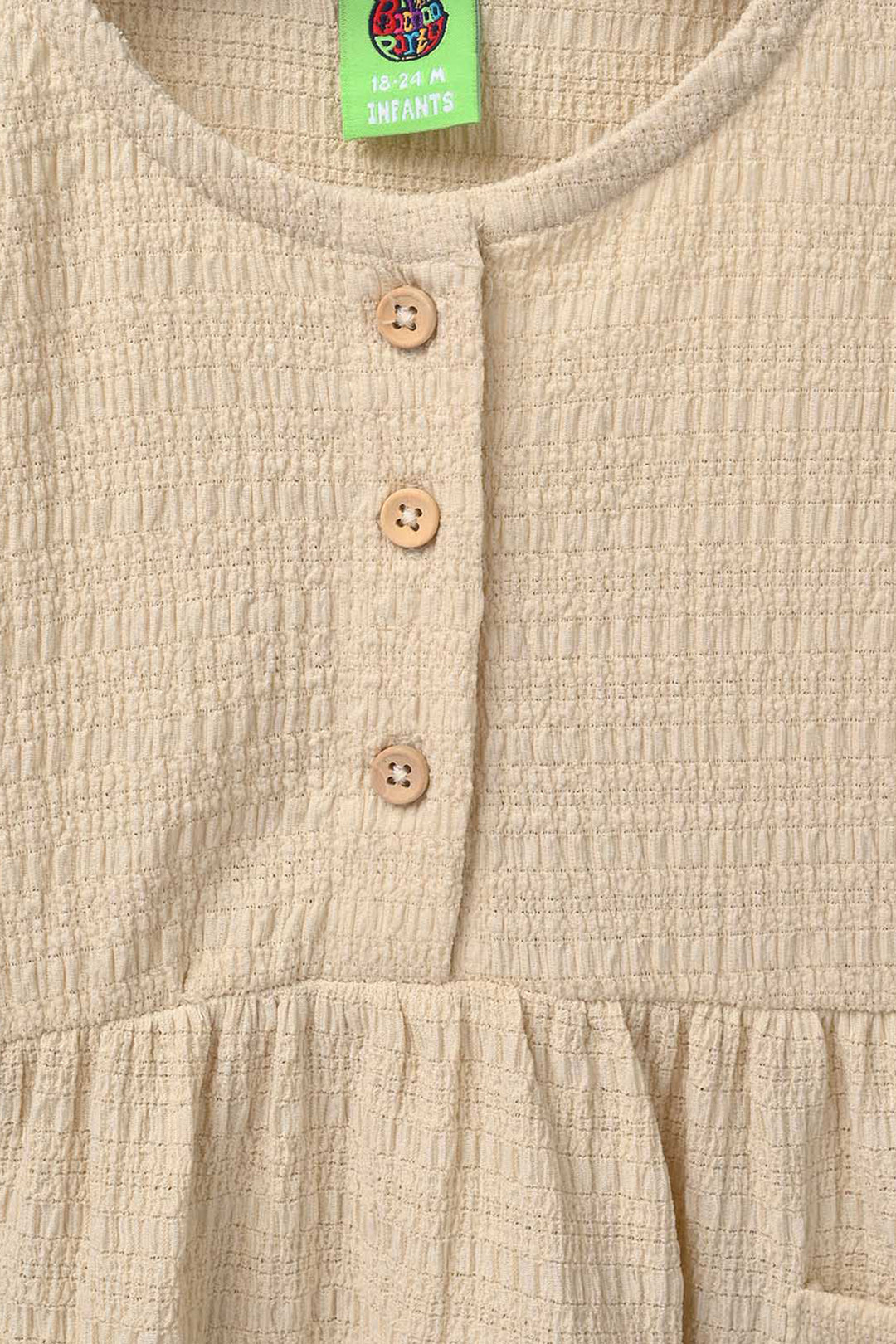 Infant Girls Poly Crinkle Knitted Frock - Brown