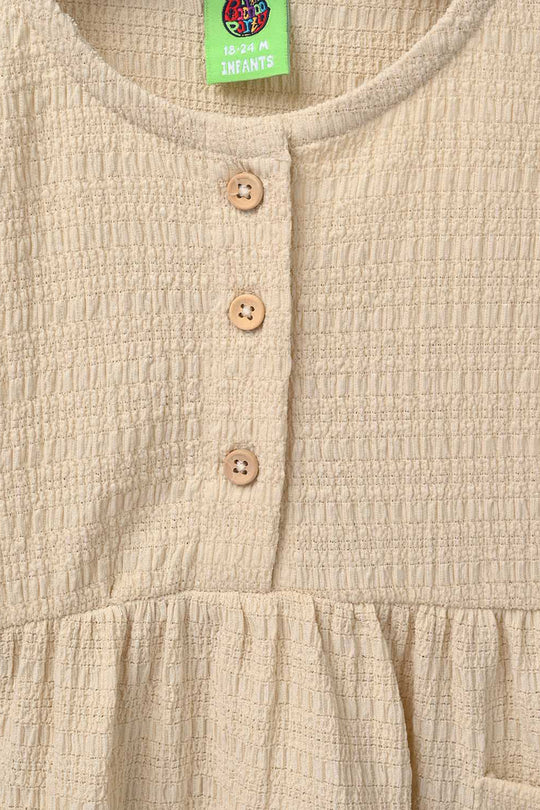 Infant Girls Poly Crinkle Knitted Frock - Brown