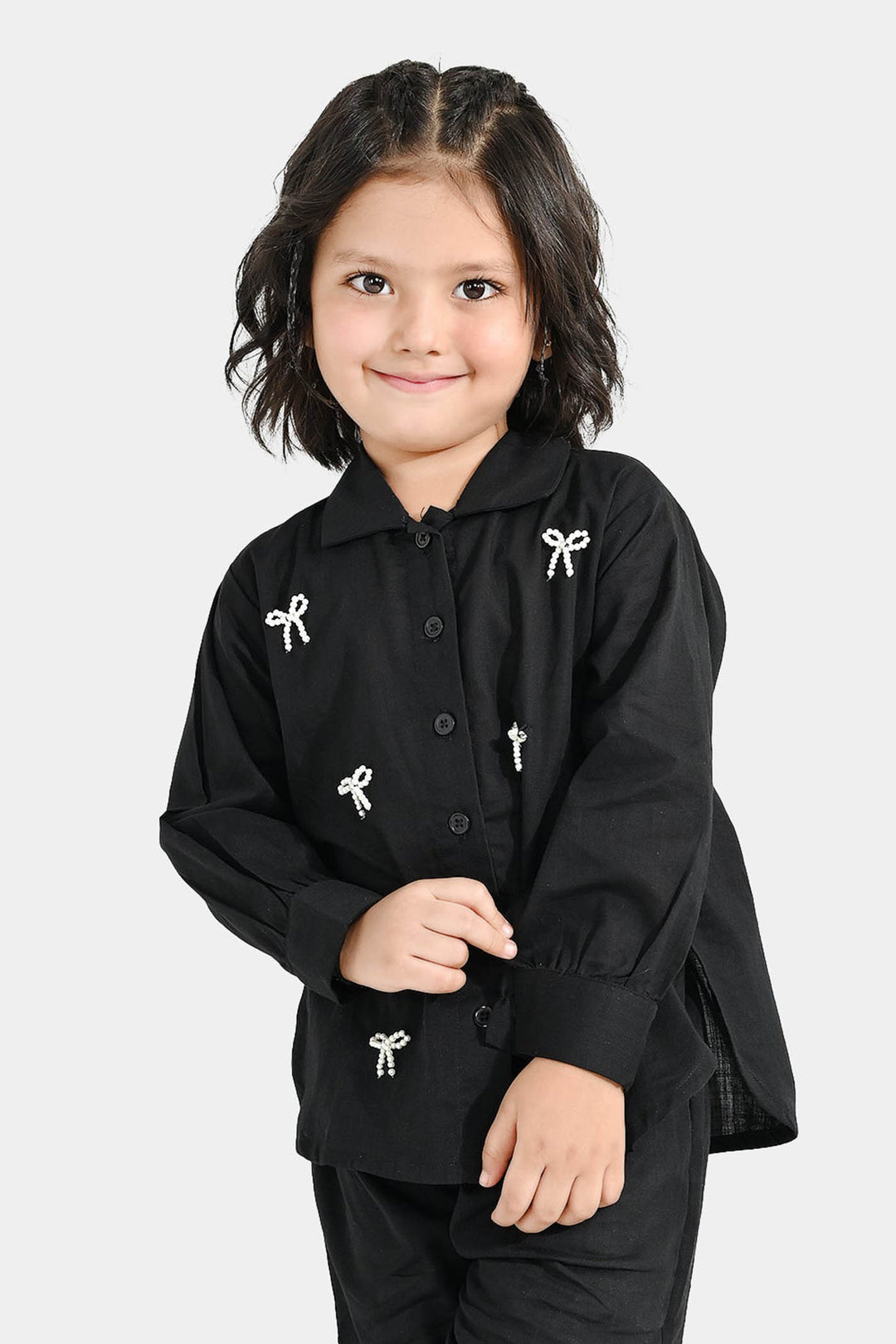 Girls Cotton Co-ord Set Black Beauty-BLACK
