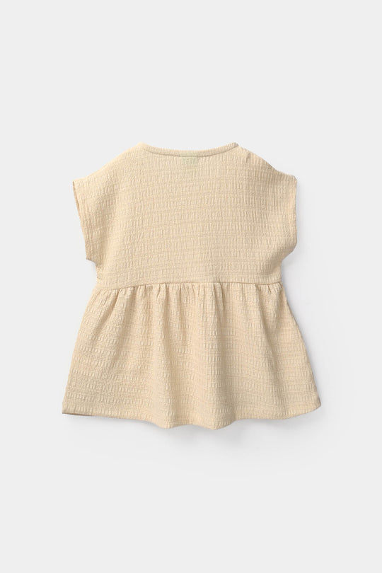 Infant Girls Poly Crinkle Knitted Frock - Brown