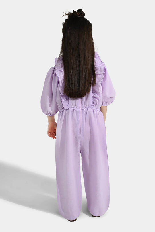 Girls Cotton Jumpsuit Pearls-Lilac
