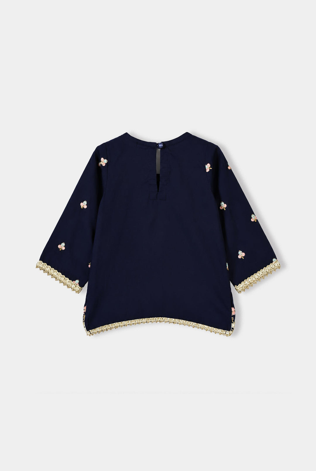 Infant Girls Raw Silk 2Pcs Roshan-Navy Blue