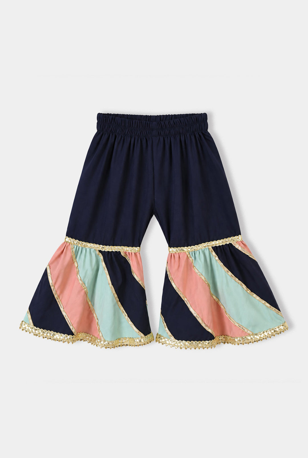 Infant Girls Raw Silk 2Pcs Roshan-Navy Blue