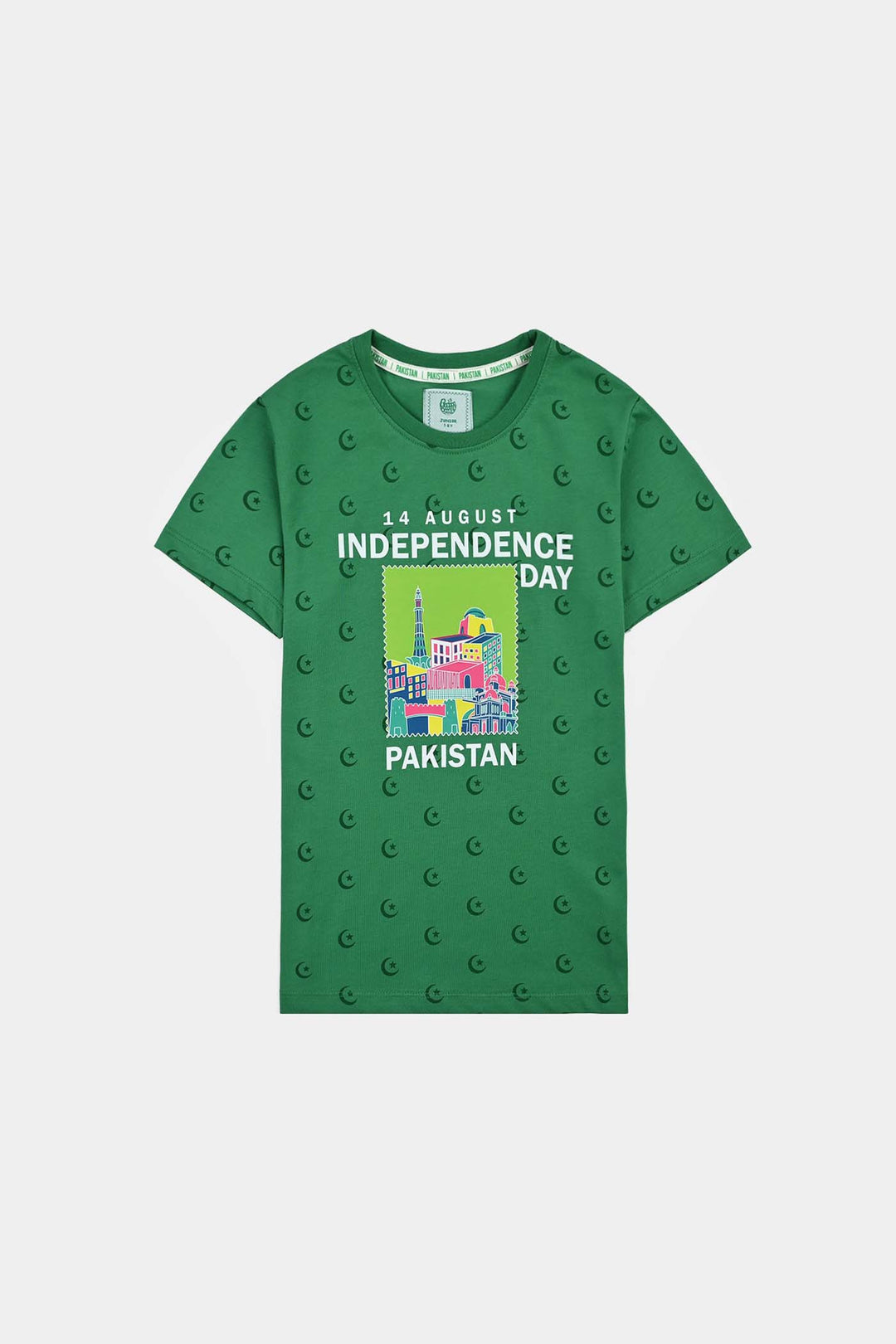 Girls Cotton Jersey T-Shirt H/S Main Hun Pakistan-Green