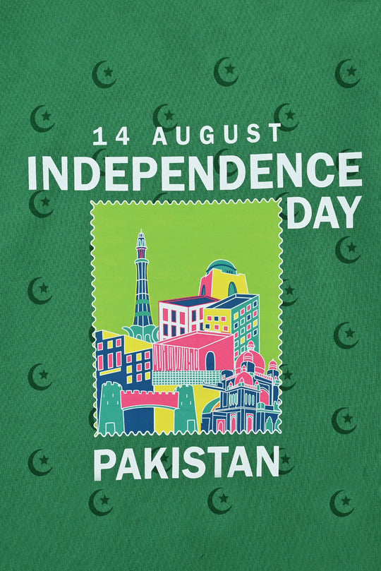 Girls Cotton Jersey T-Shirt H/S Main Hun Pakistan-Green