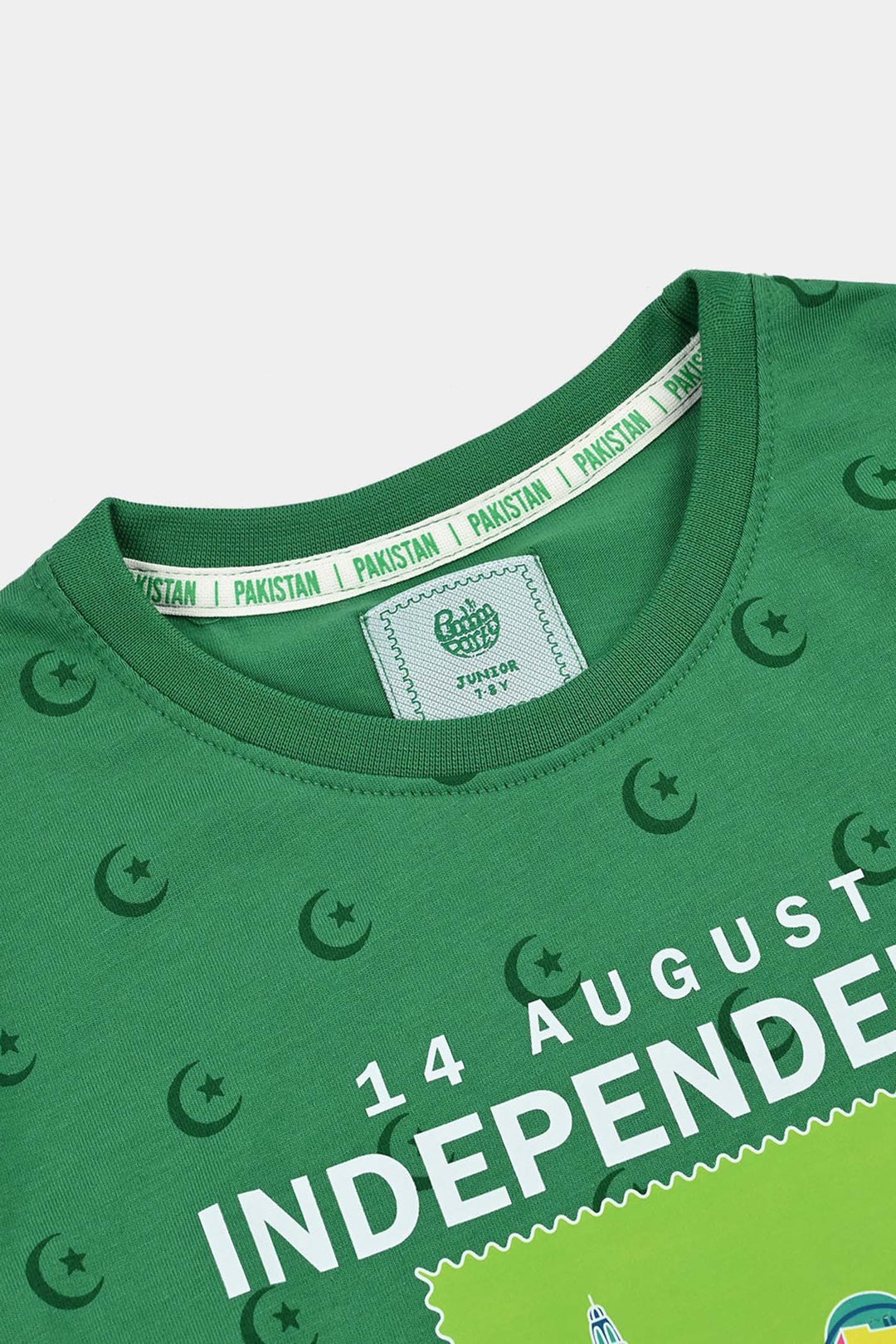 Girls Cotton Jersey T-Shirt H/S Main Hun Pakistan-Green