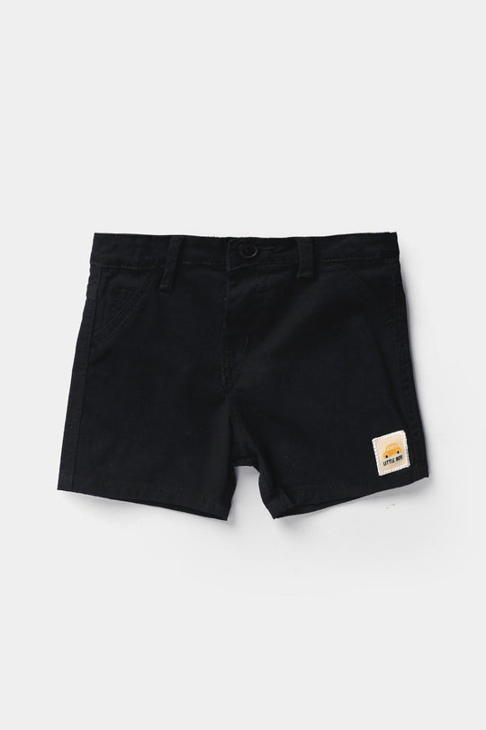 Infant Boys Cotton Twill Shorts - Black