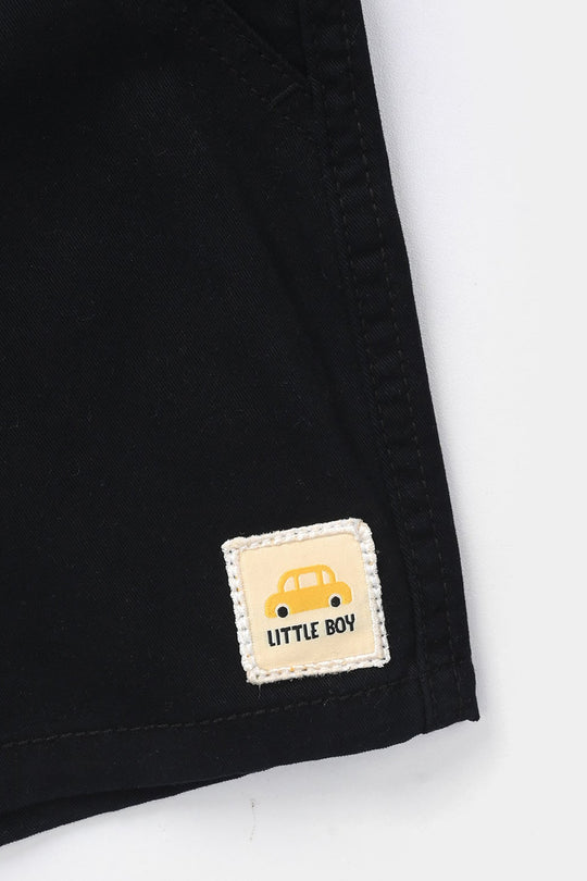 Infant Boys Cotton Twill Shorts - Black