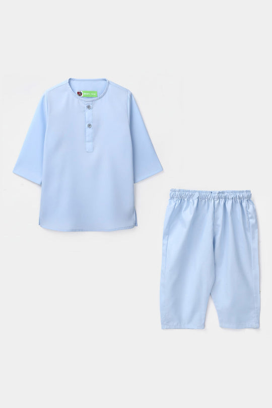 Infant Boys Poly Viscose Kurta Pajama - Light Blue