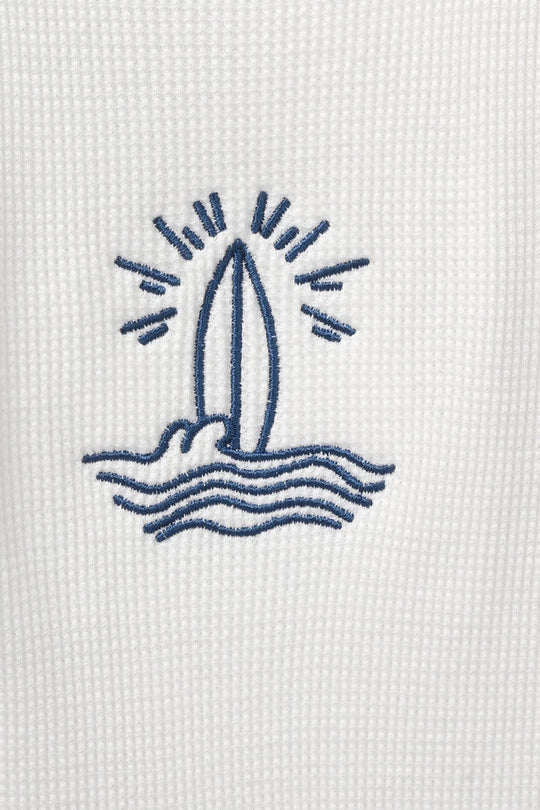 Boys Thermal Sando Waves - Off White