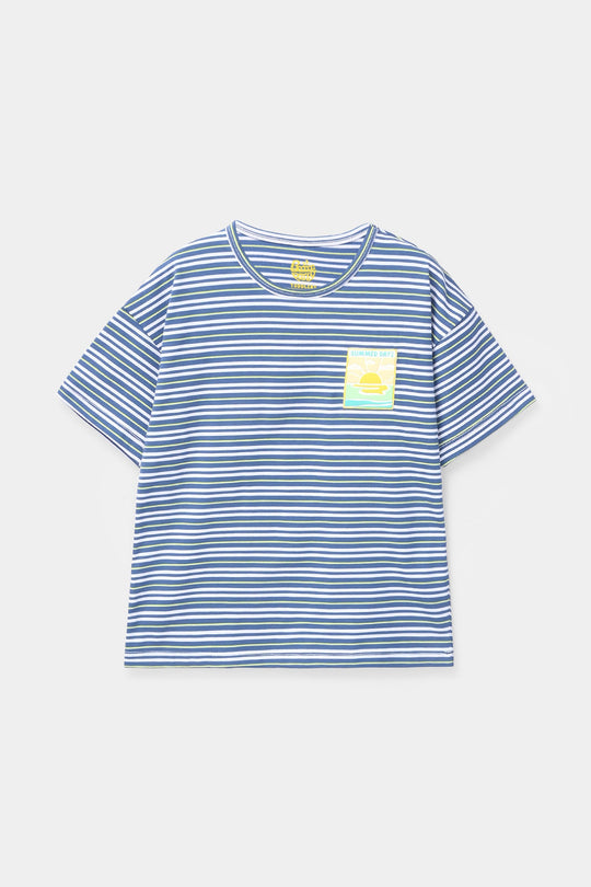 Boys Yarn Dyed T-Shirt (Summer Days) - Blue