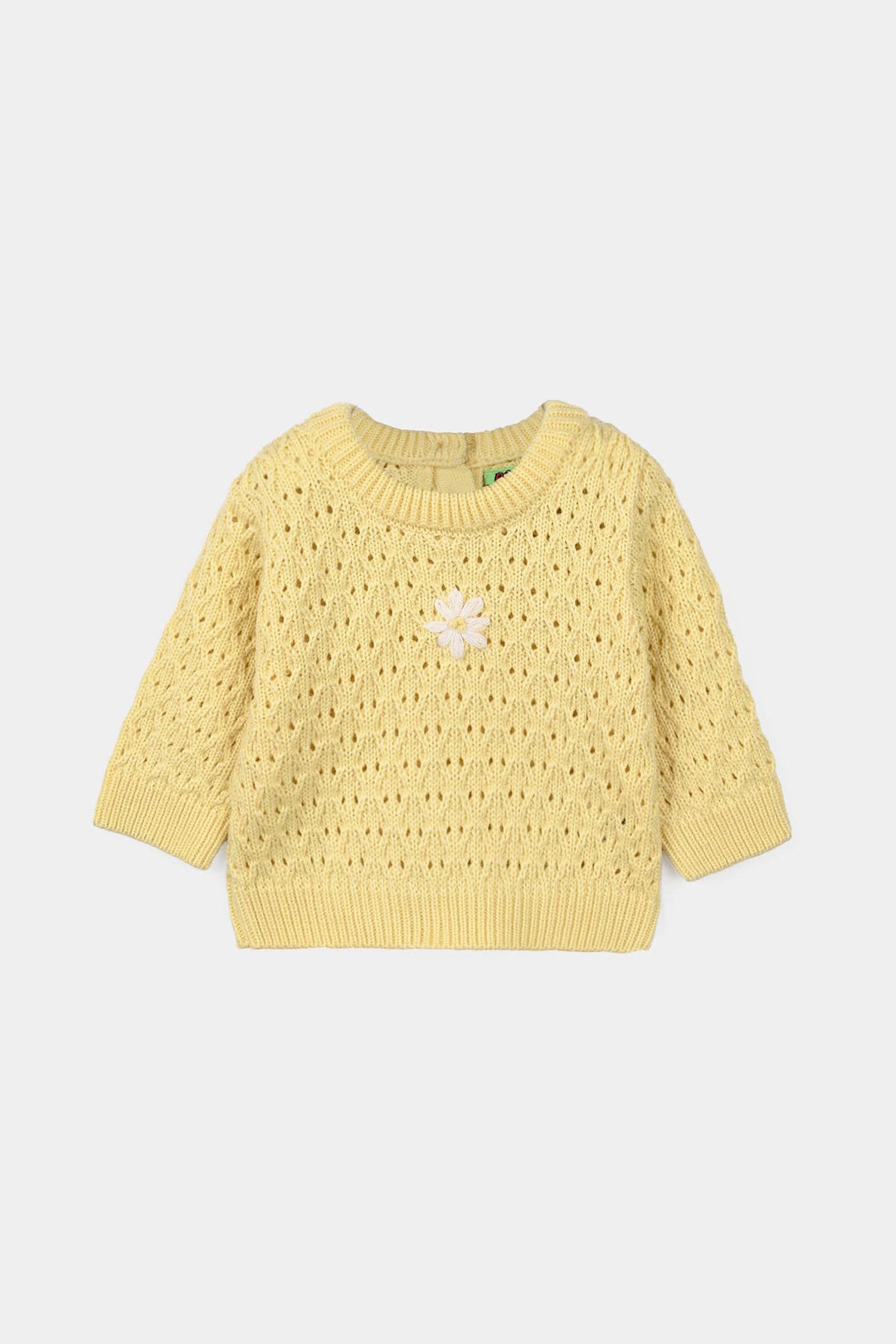 Infant Girls Acrylic Sweater-Magnolia - Lemon