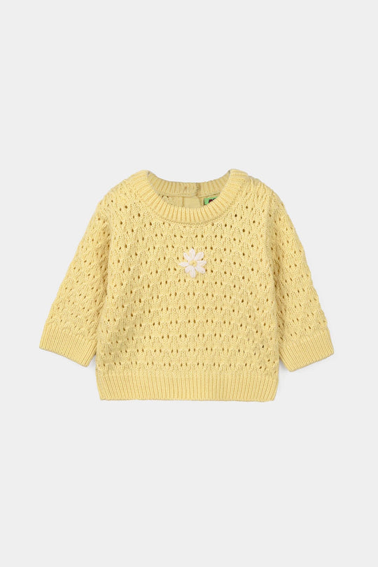 Infant Girls Acrylic Sweater-Magnolia - Lemon
