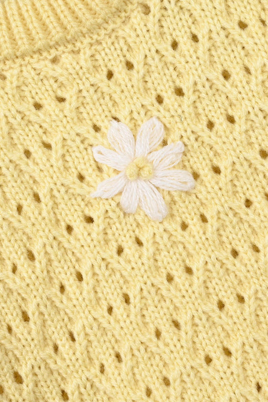 Infant Girls Acrylic Sweater-Magnolia - Lemon