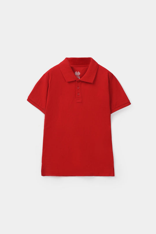 Boys Cotton PK Polo Basic - Red