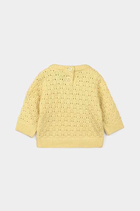 Infant Girls Acrylic Sweater-Magnolia - Lemon
