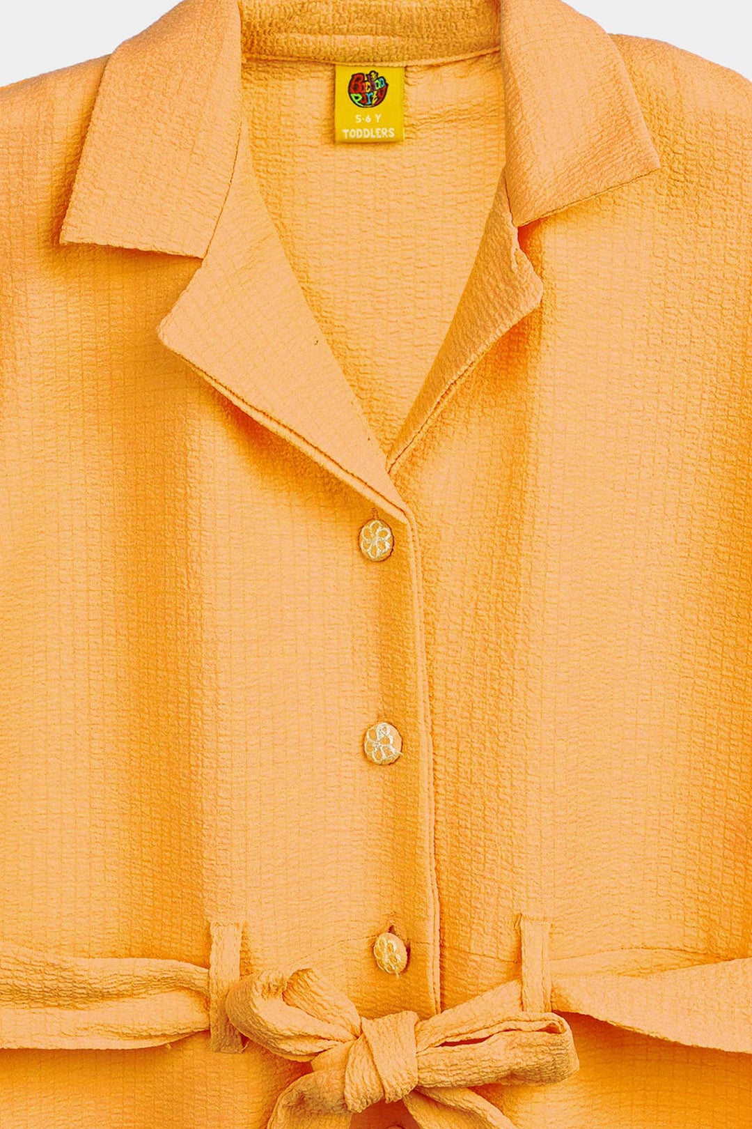 Girls Poly Cotton Jumpsuit Resort Collar-Mustard