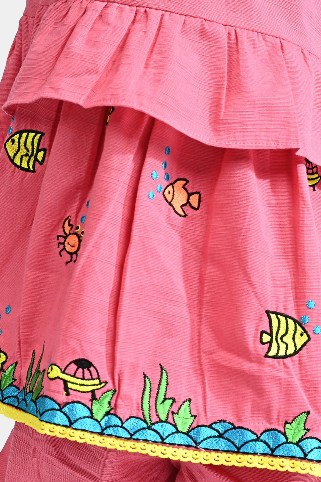 Infant Girls Cotton Slub 2PC Suit Little Fishes-Pink