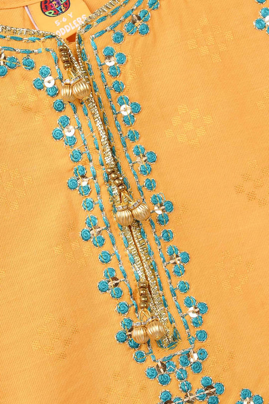 Girls Jacquard 3Pcs (Ishq) - Yellow