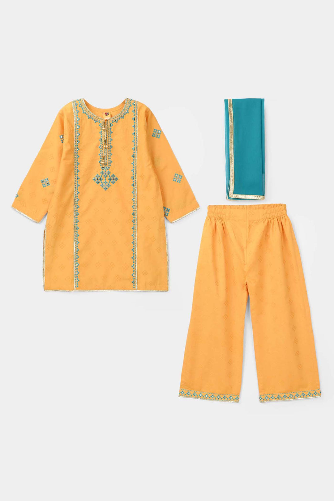 Girls Jacquard 3Pcs (Ishq) - Yellow