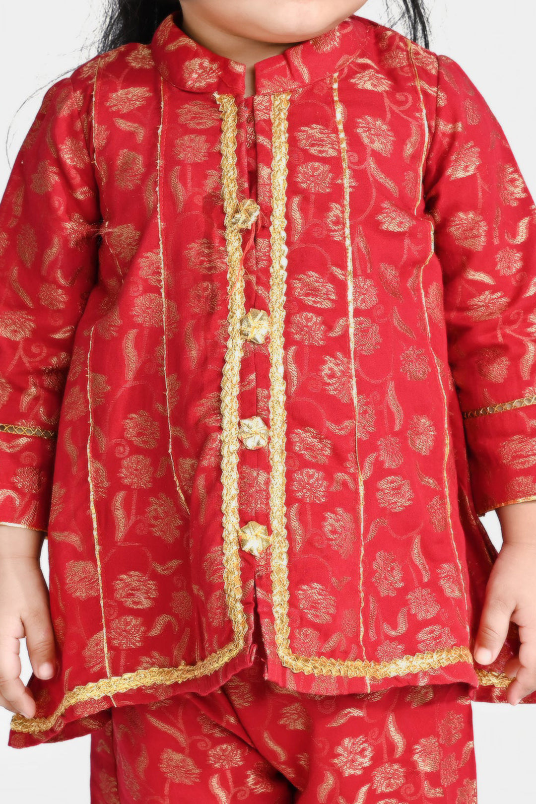 Infant Girls Jacquard 3 Pcs Suit Gulistaan-Red