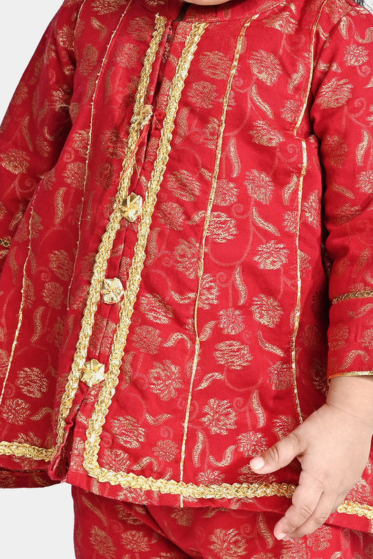 Infant Girls Jacquard 3 Pcs Suit Gulistaan-Red