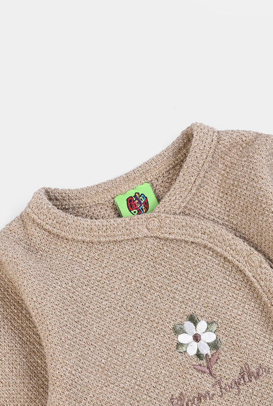 Infant Girls Sherpa Romper Cozy Peanut 2-BROWN
