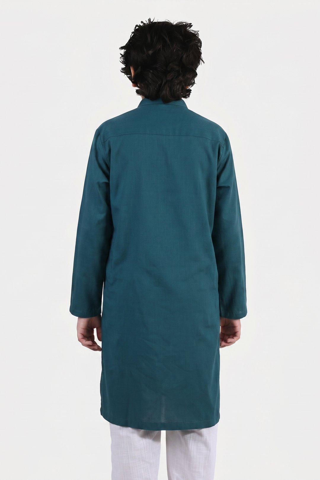 Boys Cotton Slub Kurta (Cut N Sew)- Teal Blue