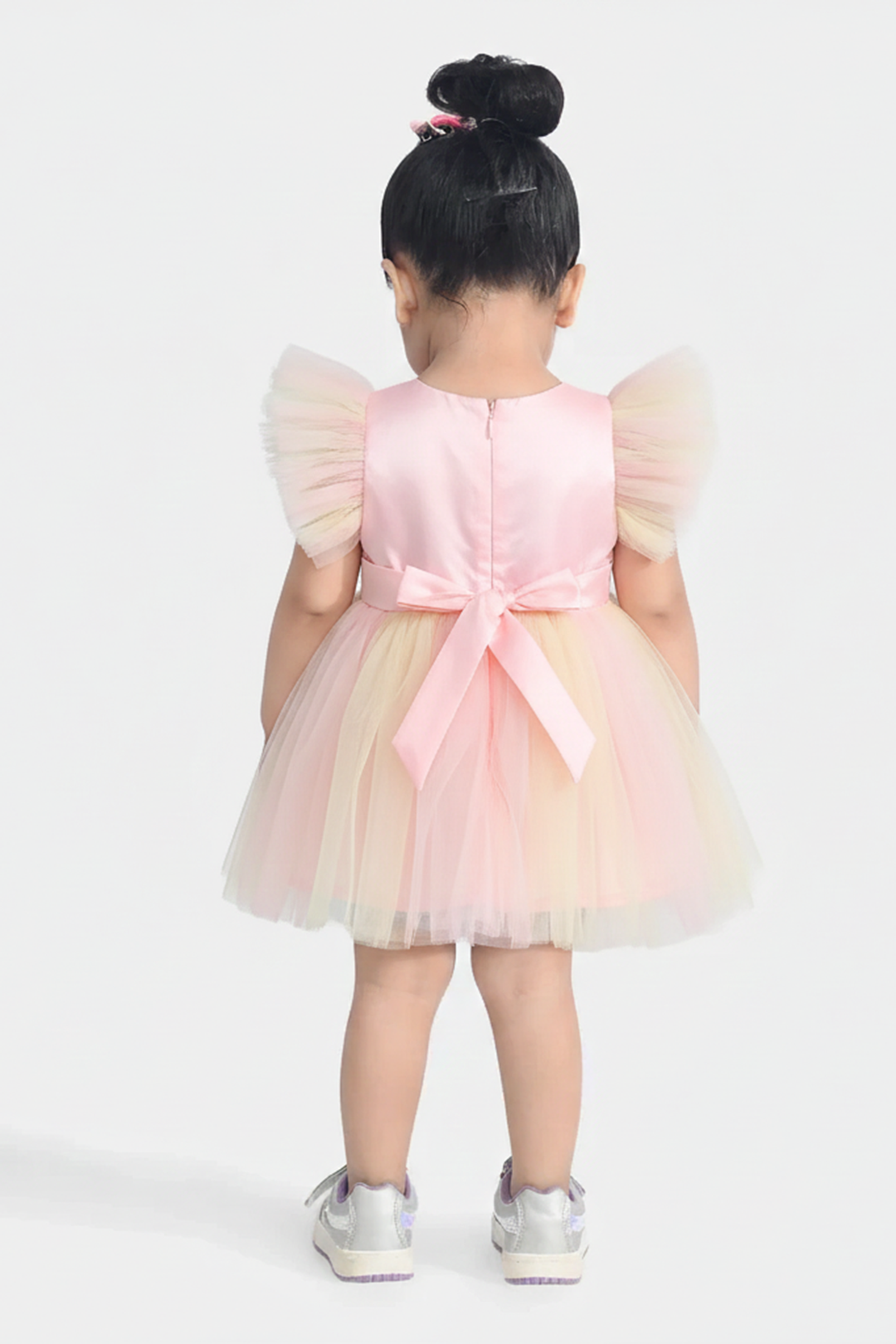 Infant Girls Net Fancy Frock - Peach