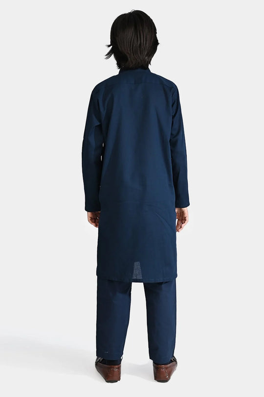 Boys Cotton Shalwar Suit (Metal Stud)-NAVY