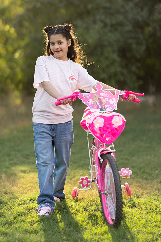 Girls Yarn Dyed T-Shirt (HELLO GORGEOUS) - Pink