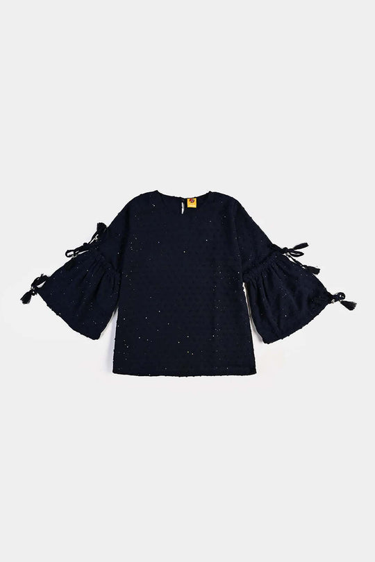 Girls Poly Cotton Casual Top-Blue