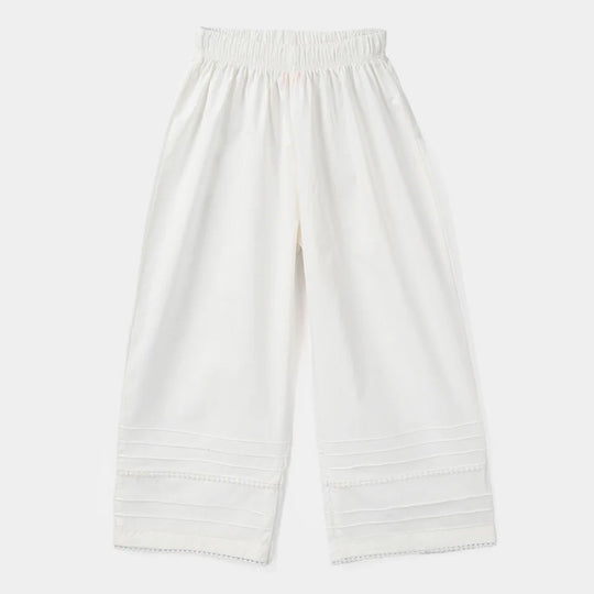 Girls Cotton Culottes Laces - White