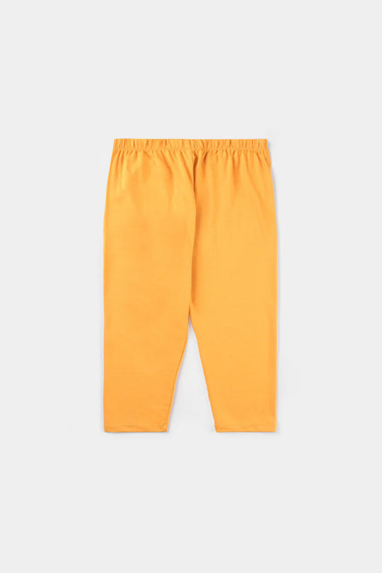 Infant Girls Jersey/Terry Tights-Yellow