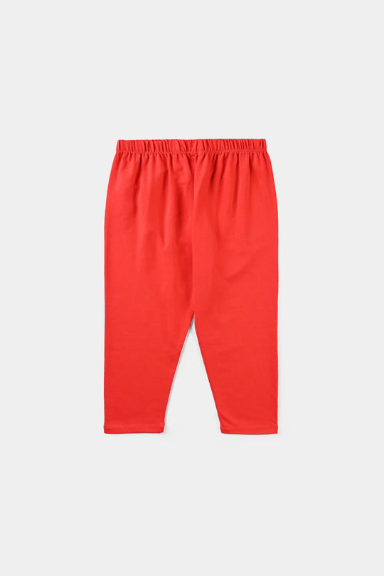 Infant Girls Jersey/Terry Tights Red-Chines Red