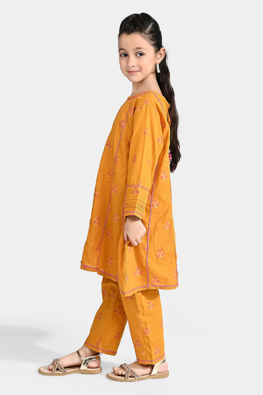 Girls Jacquard 2 Pcs Bahar-Mustard