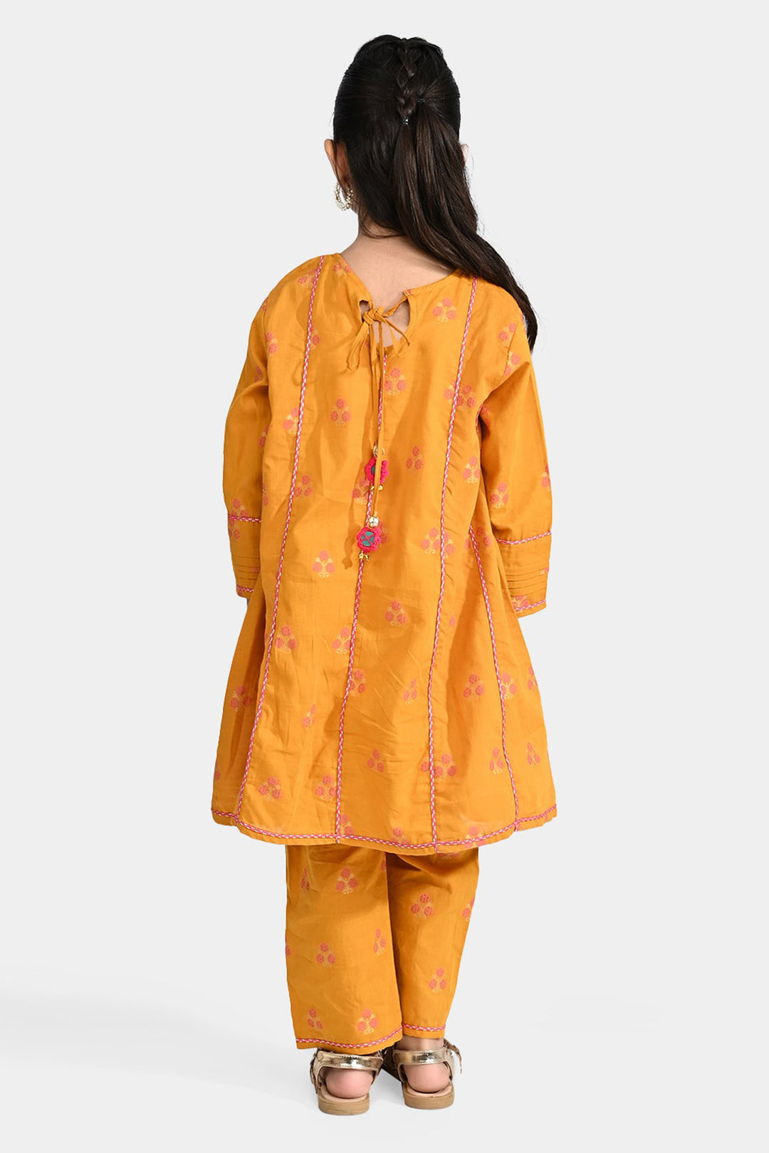 Girls Jacquard 2 Pcs Bahar-Mustard