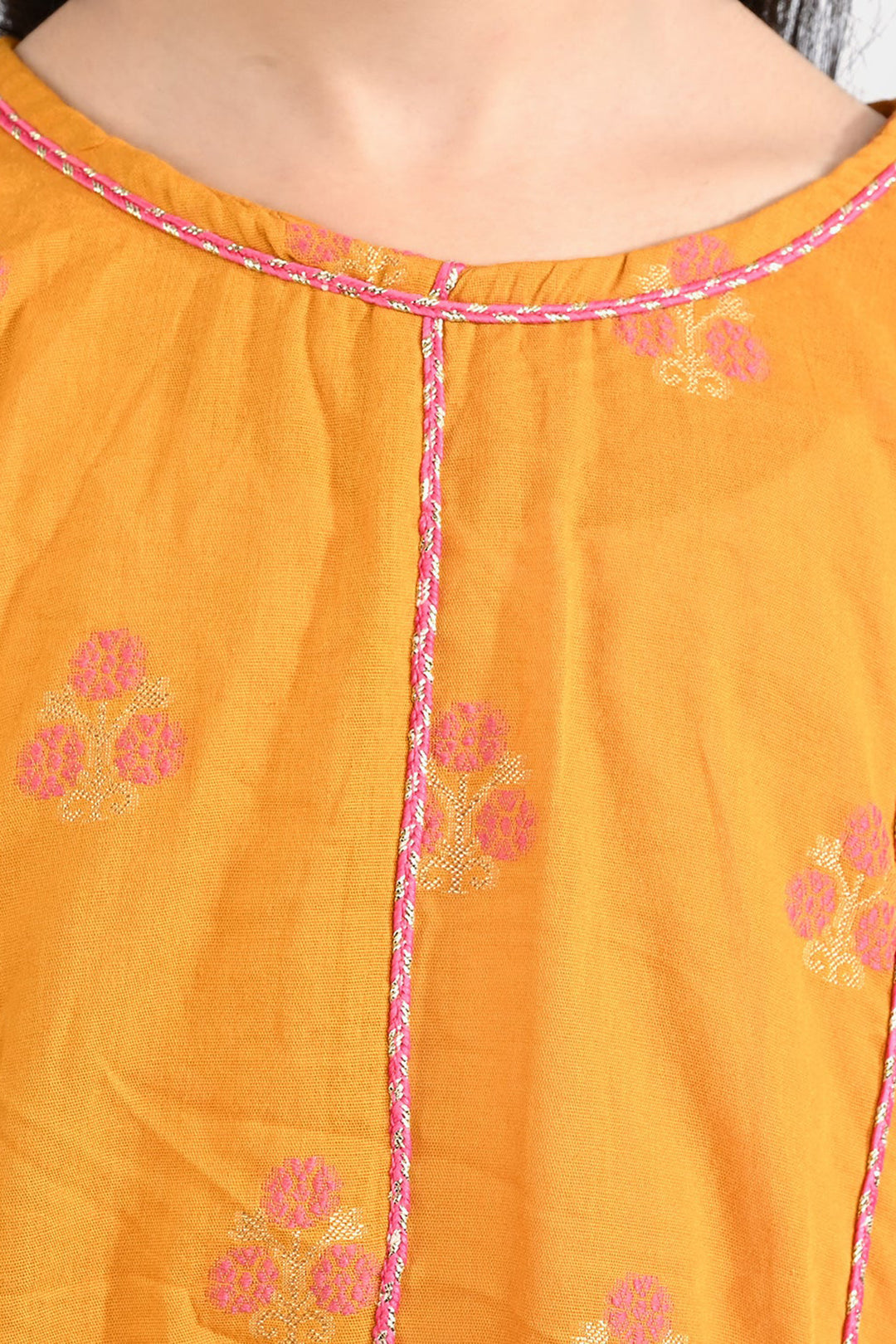 Girls Jacquard 2 Pcs Bahar-Mustard