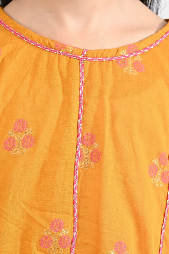 Girls Jacquard 2 Pcs Bahar-Mustard