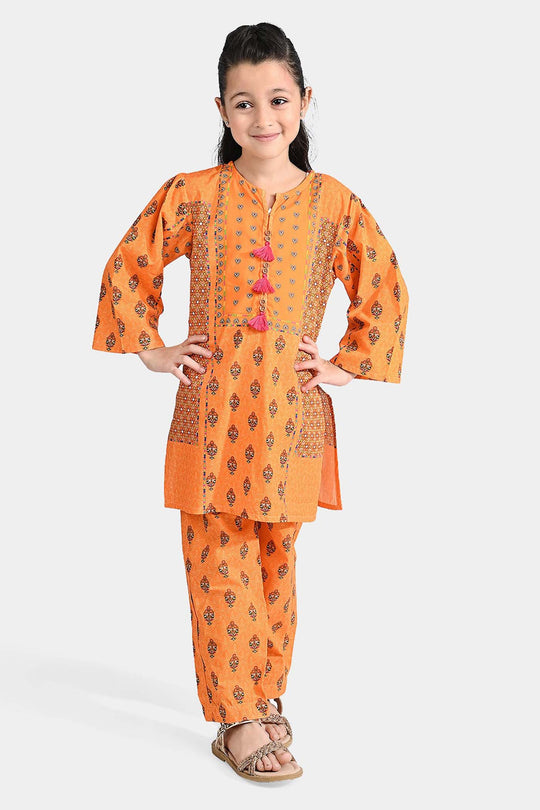 Girls Cotton Poplin Printed 2 Pcs Rang Bahar
