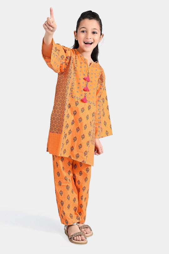 Girls Cotton Poplin Printed 2 Pcs Rang Bahar