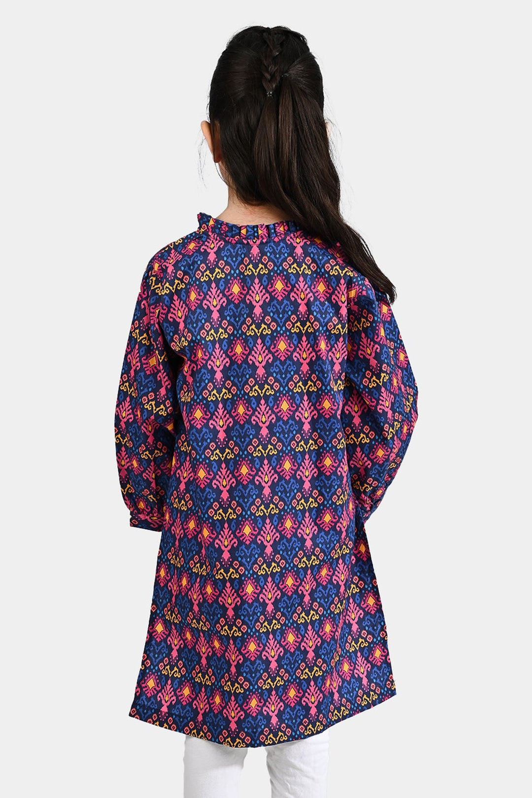 Girls Cotton Poplin Printed Kurti Bahar - Multi