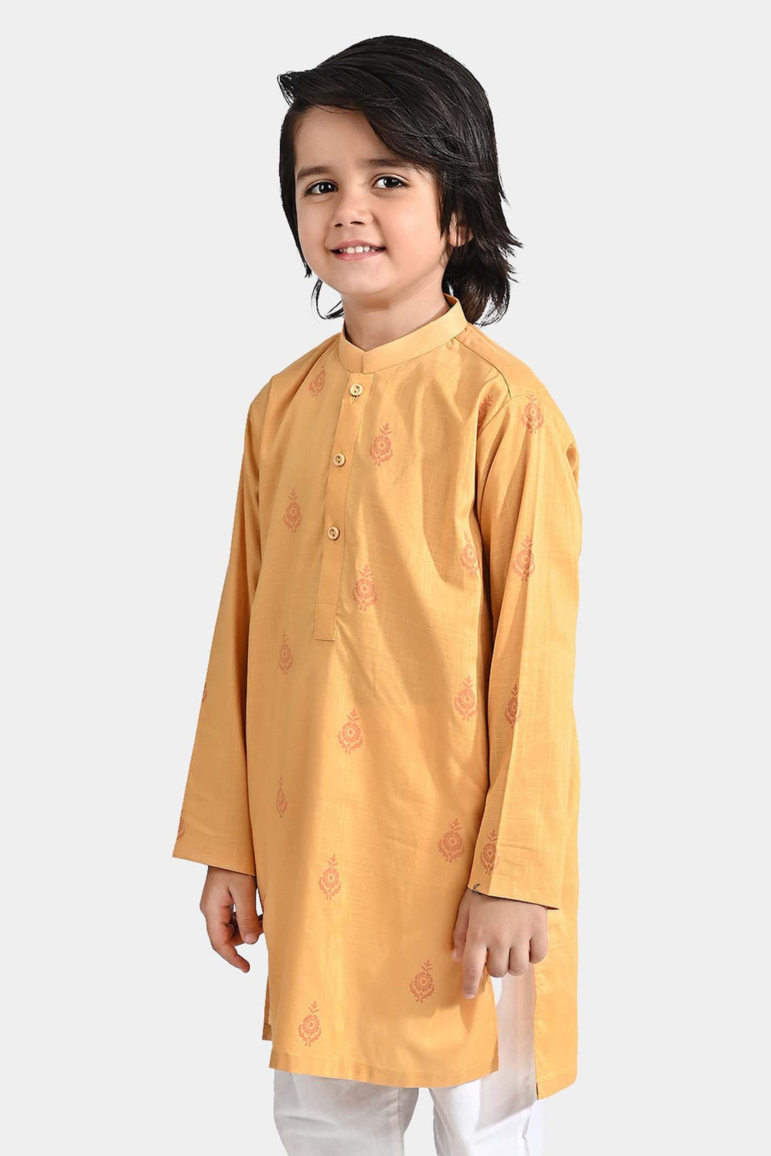 Boys Cotton Slub Printed Kurta (Floral)