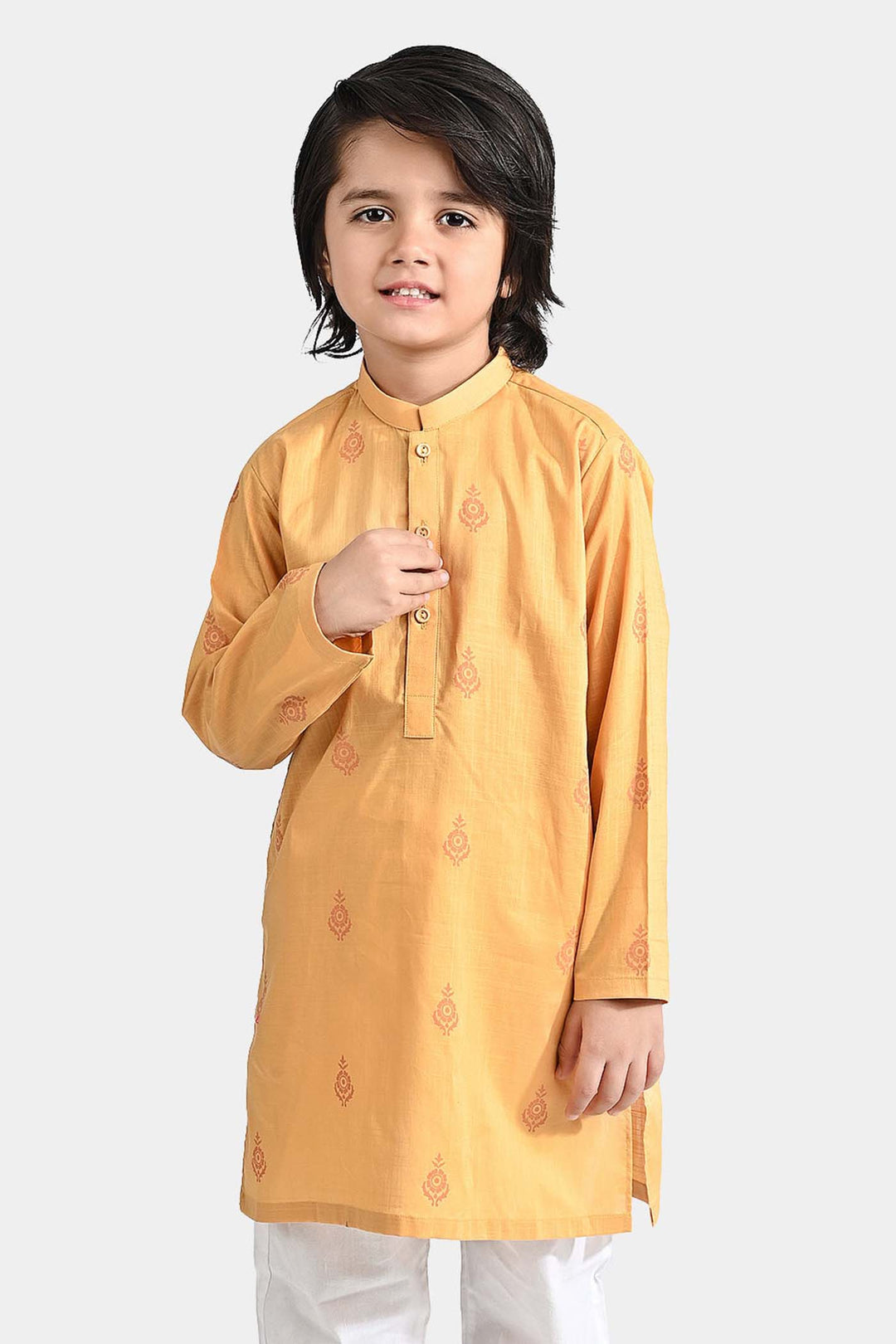Boys Cotton Slub Printed Kurta (Floral)