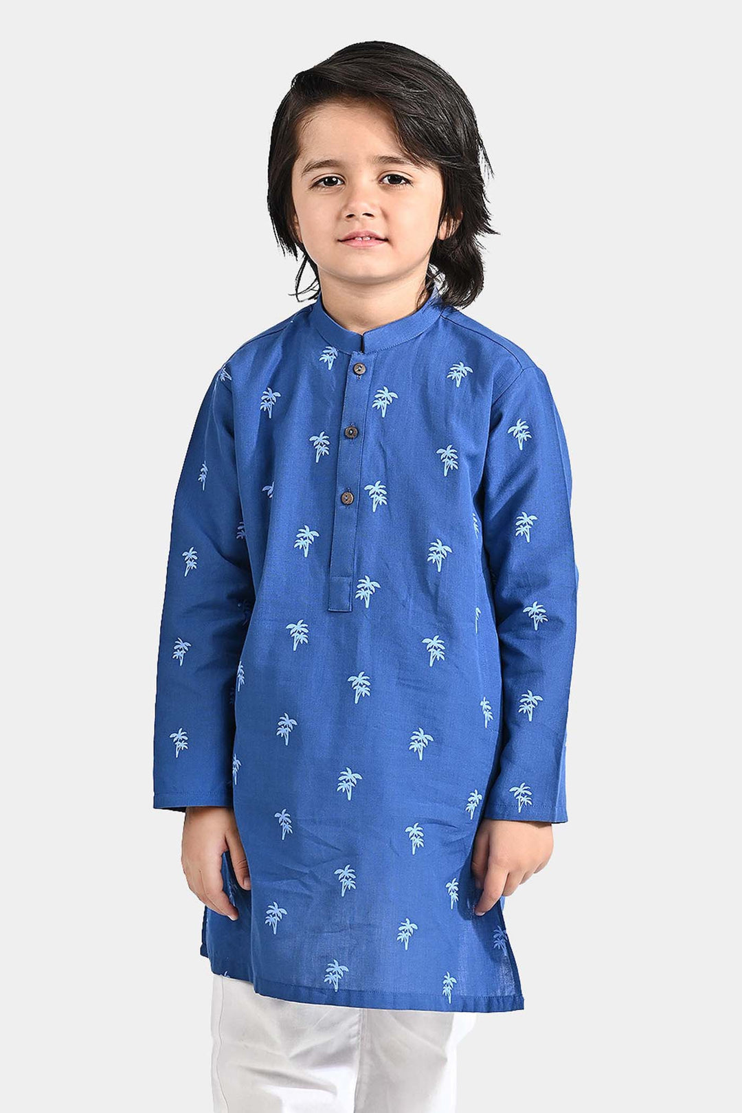 Boys Cotton Printed Kurta (Palm Tree)