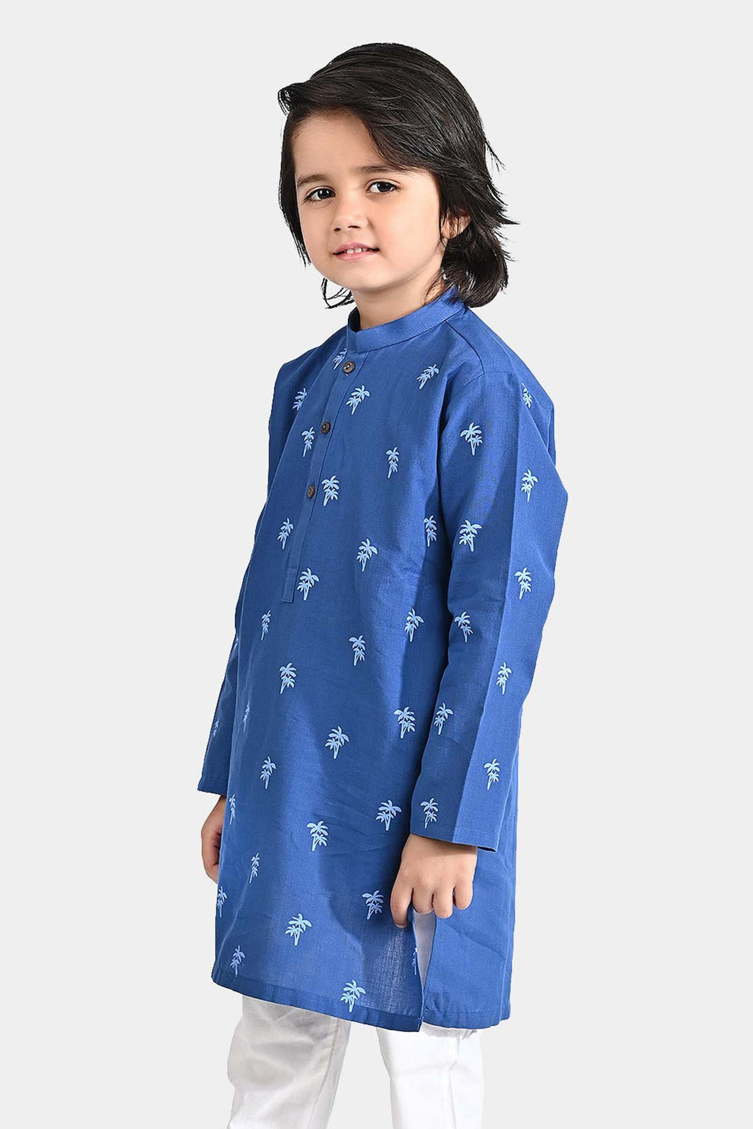 Boys Cotton Printed Kurta (Palm Tree)