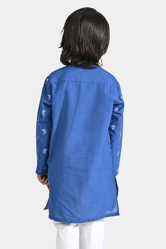 Boys Cotton Printed Kurta (Palm Tree)