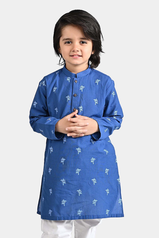 Boys Cotton Printed Kurta (Palm Tree)